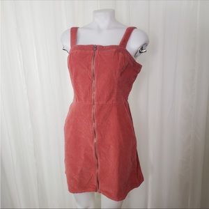 Hollister Corduroy Dress Women's Small Orange Square Neck